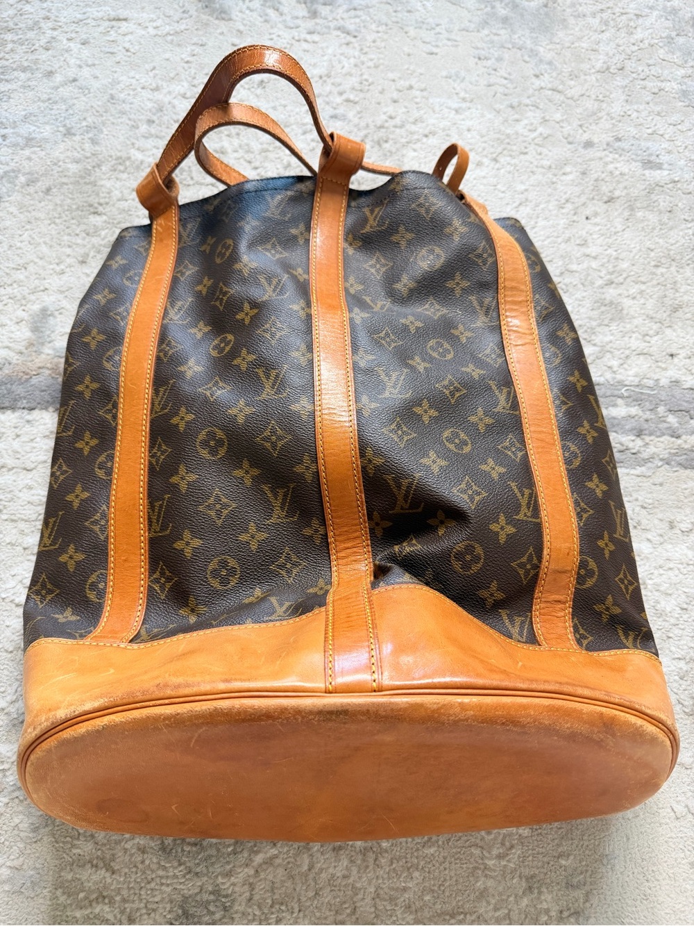 Louis Vuitton Monogram Backpack in Brown with Tan Leather Trim